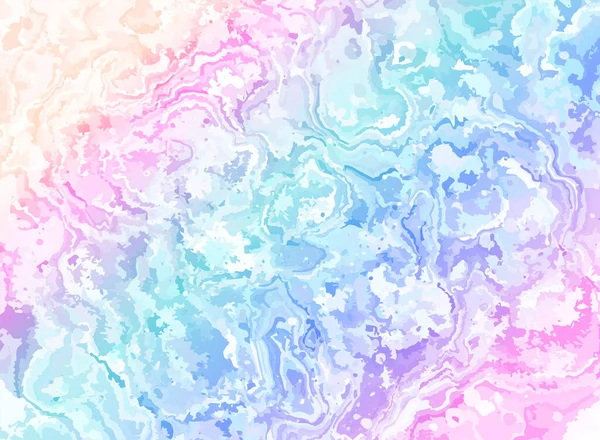 무지개 색깔의 물색 배경은 파랑, 분홍, 자주 색이다. 벡터의 추상적 대리석 형태 — 스톡 벡터