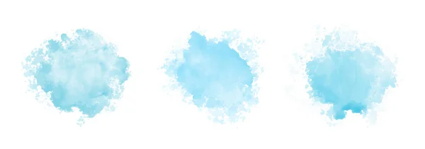 Abstraktní vzor s modrými akvarelovými mraky na bílém pozadí. Azurová akvarel voda drsná splash textura — Stockový vektor