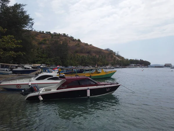 Przegląd Molo Teluk Nara Lombok Indonezja Grudzień 2014 Molo Jest — Zdjęcie stockowe