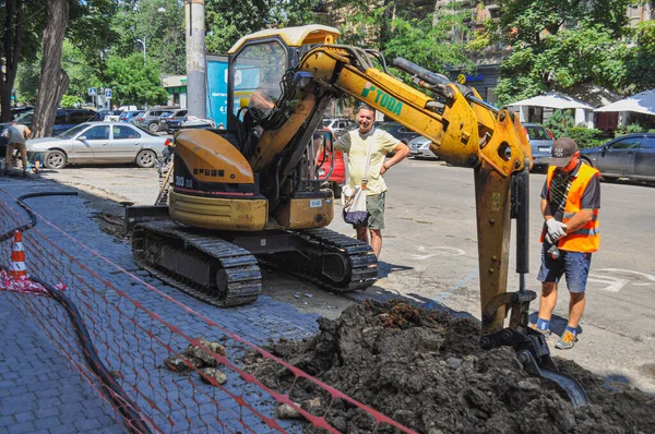 Odessa Ukrayna Temmuz 2021 Yılı Şehirdeki Tamirat Işleri Sarı Bir — Stok fotoğraf