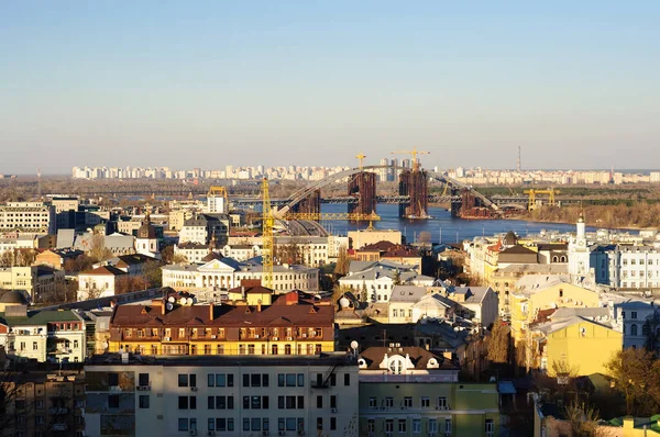 Kijów Ukraina Marca 2014 Rok Krajobraz Kijowa Widok Podil Most — Zdjęcie stockowe
