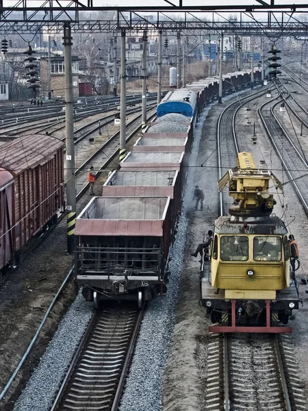 Kiev Ukraina Den December 2011 Järnväg Med Godsvagnar Som Transporterar — Stockfoto