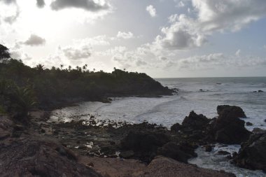 Galera Point, Toco, Trinidad ve Tobago 'dan okyanus manzarası.