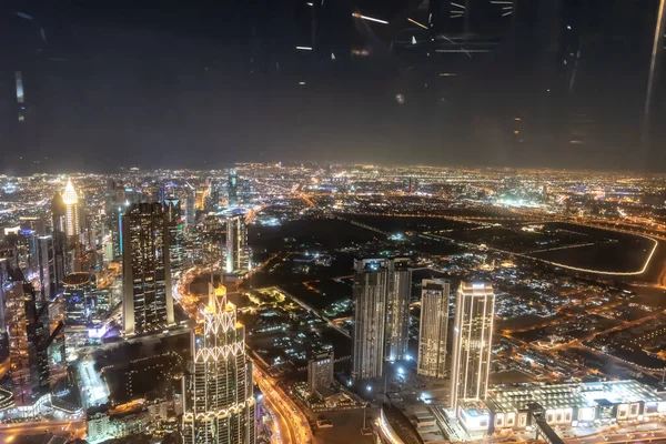 Dubai Zjednoczone Emiraty Arabskie Grudnia 2021 Arial Panorama Dubaju Nocy — Zdjęcie stockowe