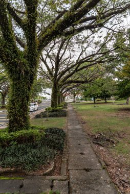 Labuan, Malezya-06 Haziran 2021: Malezya 'nın Labuan adasının merkezindeki caddenin görüntüsü, Malezya Federal Bölgesi' nin başkentidir..