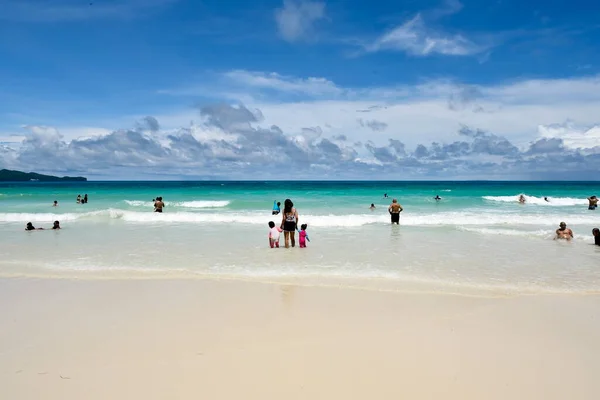 Boracay Island Philippines July 2022 Happy Family Mother Kids Playing — Foto Stock