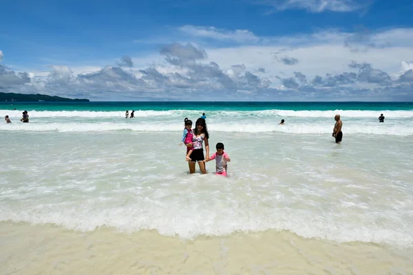 Boracay Island Philippines July 2022 Happy Family Mother Kids Playing — ストック写真