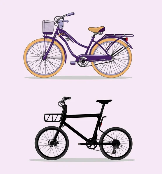 Bicycle Illustration Bicycle Illustration Two Cars Belonging Adult Child Pink — Stock Vector