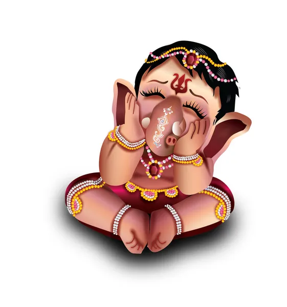 Ilustración Dios Ganesh Adoración Para Hacer Póster Icono Símbolo Tarjeta — Vector de stock