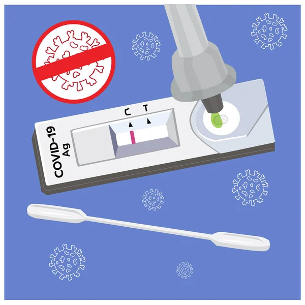 Vector Illustration Covid Antigen Test Kit Atk Saliva — 图库矢量图片