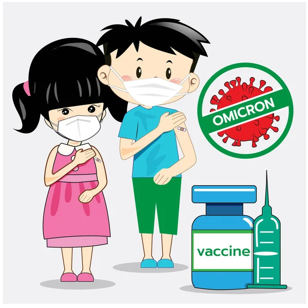 预防Covid 19的疫苗接种说明 儿童预防Covid — 图库矢量图片