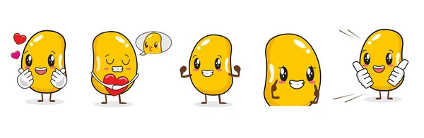 Illustration Vector Bean Cartoon Character Cute Style Bright — Stock Vector
