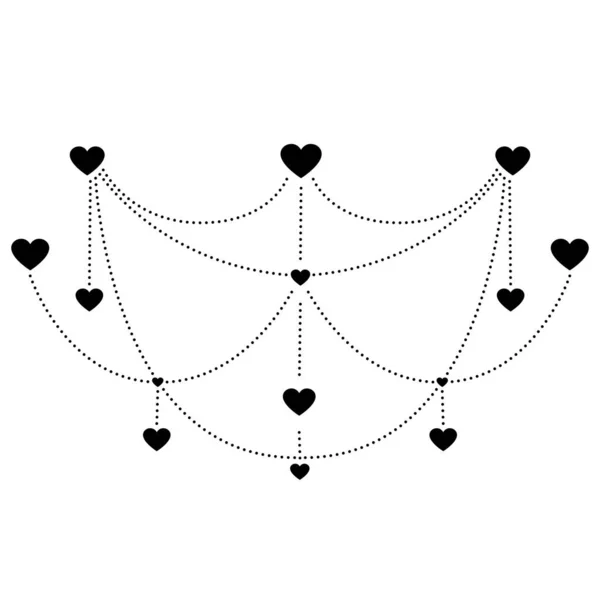 Hand Drawn Decorative Hearts Romantic Ornament Chain Dots Hearts Valentines — Vetor de Stock