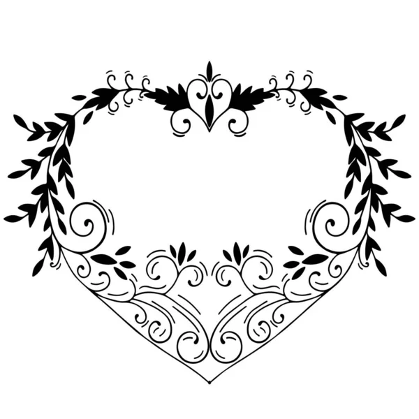 Hand Drawn Ornament Heart Decorative Spring Floral Romantic Ornament Vector — Stock Vector