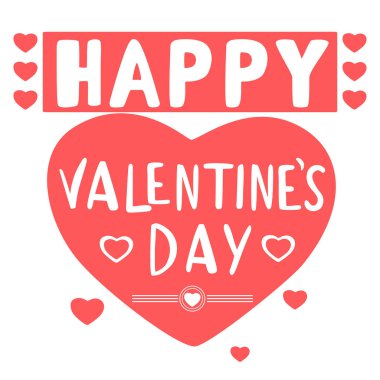 Hand drawn lettering Happy Valentines Day with hearts. Handwritten calligraphy text. Vector doodle sketch illustration isolated on white background.