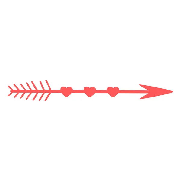 Flecha Desenhada Mão Com Corações Vector Doodle Esboço Ilustração Isolada — Vetor de Stock