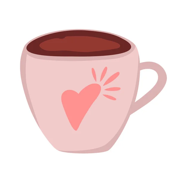 Hand Drawn Cup Coffee Heart Vector Doodle Sketch Illustration Isolated — Stock vektor