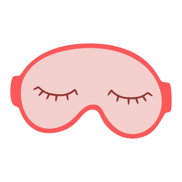 閉じてかわいい目で目のための手描きピンクの睡眠マスク 寝てるマスク 白地に隔離されたベクトルドアスケッチイラスト — ストックベクタ