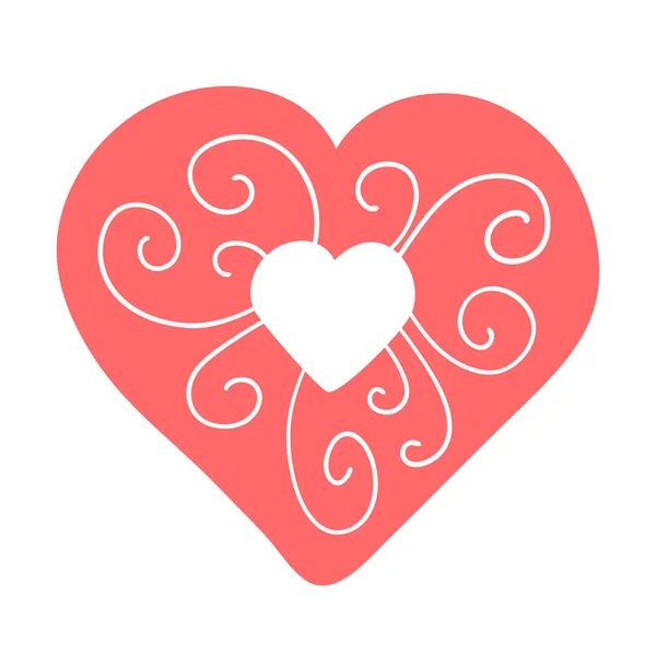 Hand Drawn Heart Isolated White Background Decorative Doodle Sketch Illustration — Stok Vektör