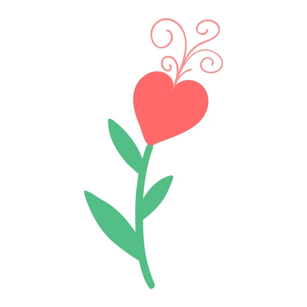 Hand Drawn Flower Heart Isolated White Background Decorative Doodle Sketch — Image vectorielle