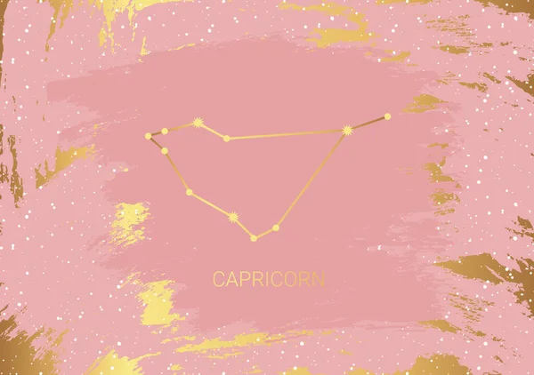 Carte Dessinée Main Capricorne Étoile Pinceau Constellation Espace Céleste Symbole — Image vectorielle