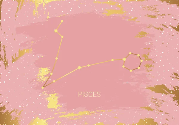 Carte Dessinée Main Poissons Étoile Pinceau Constellation Espace Céleste Symbole — Image vectorielle