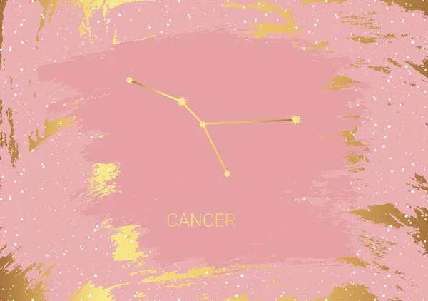 Carte Dessinée Main Cancer Étoile Pinceau Constellation Espace Céleste Symbole — Image vectorielle