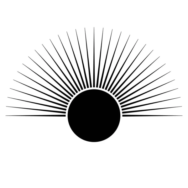 手工画线艺术中的神秘太阳 太阳暴晒 精神符号 神奇的护身符 古董风格 Boho 在白色背景上孤立的向量图 — 图库矢量图片