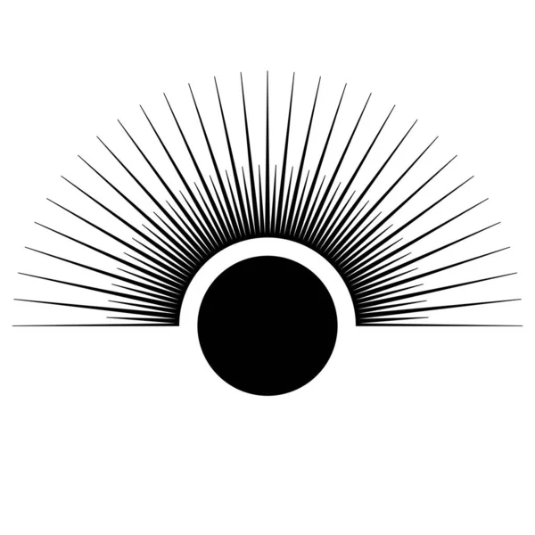 手工画线艺术中的神秘太阳 太阳暴晒 精神符号 神奇的护身符 古董风格 Boho 在白色背景上孤立的向量图 — 图库矢量图片