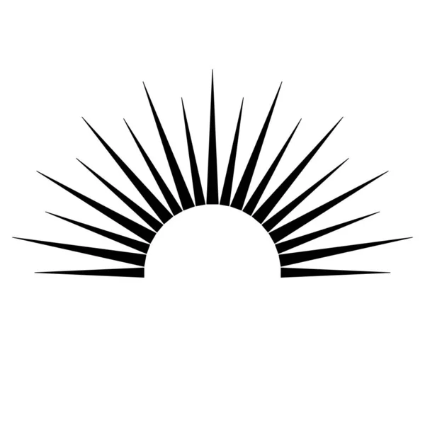 Hand Drawn Mystical Sun Line Art Sunburst Light Rays Spiritual — Vector de stock