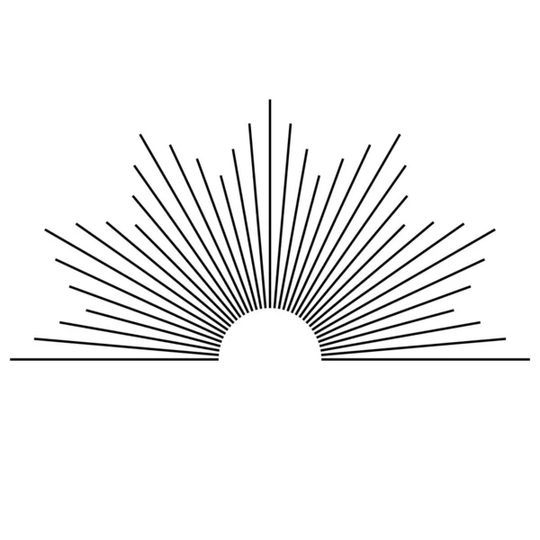 Рука Намалювала Містичне Сонце Лінійному Мистецтві Сонячний Спалах Світлі Промені — стоковий вектор