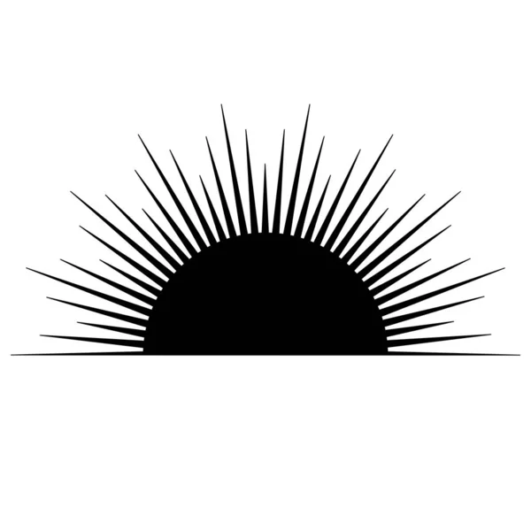 Hand Drawn Mystical Sun Line Art Sunburst Light Rays Spiritual — стоковый вектор