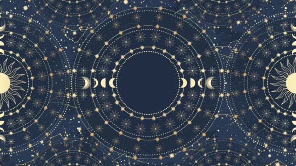 Altın Güneş Yıldızın Takımyıldızın Animasyonu Takımyıldız Gökyüzü Zodiac Burç Sembolü — Stok video