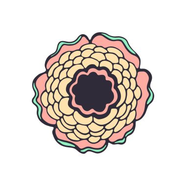 El çizimi çiçek beyaz arka planda izole. Renkli dekoratif karalama çizimi. Vektör çiçek ögesi.