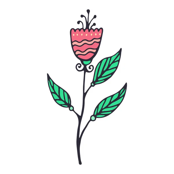 Fleur Dessinée Main Isolée Sur Fond Blanc Illustration Croquis Décoratifs — Image vectorielle