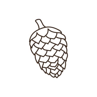 El yapımı Noel kozalağı beyaz arka planda izole edilmiş. Dekoratif karalama çizimi. Vektör ögesi.