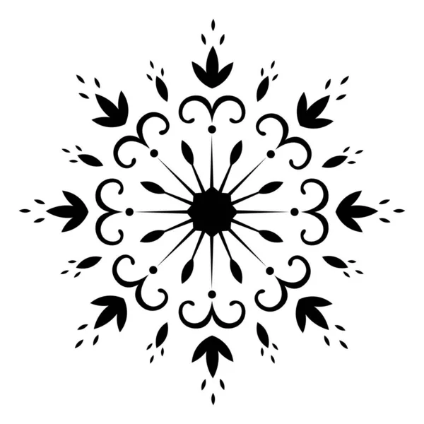 Christmas Hand Drawn Snowflake Decorative Openwork Snowflake Curls Winter Design — Stock Vector