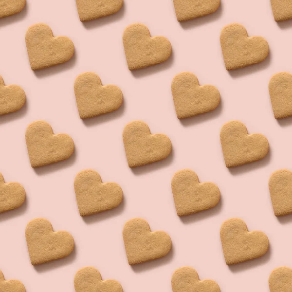 San Valentino modello senza soluzione di continuità con biscotti fatti in casa a forma di cuore. — Foto Stock