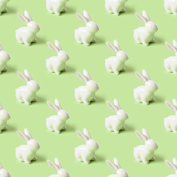 Easter Seamless Pattern White Bunny Pastel Green Background — Stock Photo, Image