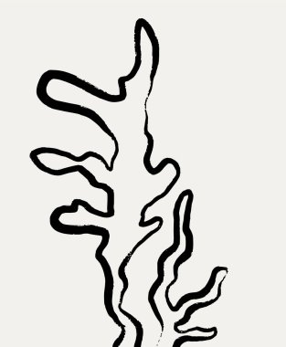 Yosun ile çizilmiş vektör el çizimi. Minimalizm tarzında yaratıcı sanat eserleri. Kart, poster, afiş, tişört, rozet, yama için baskı şablonu.