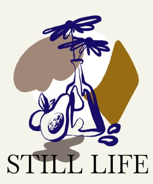 Çiçeksel elementlerle resmedilmiş bir el çizimi. Yaratıcı sanat eserleri. Kart, poster, afiş, tişört, rozet, yama için baskı şablonu.