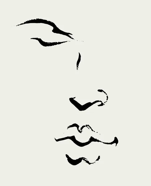 Векторна Рука Намальована Ілюстрація Обличчям Творчі Твори Мистецтва Стилі Мінімалізму — стоковий вектор