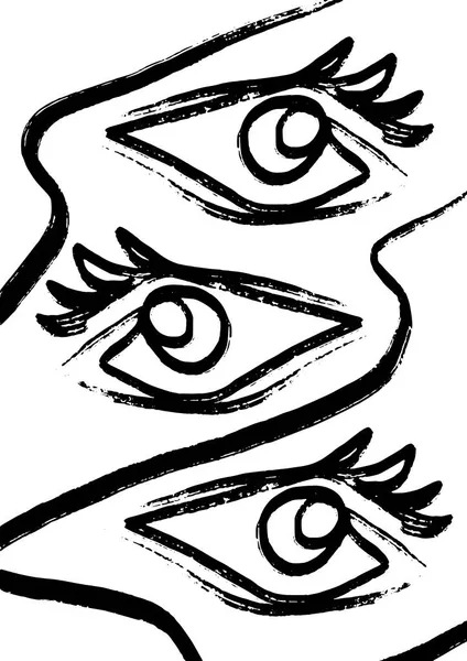 Wektor Ręcznie Rysowane Ilustracji Ludzkich Oczu Twórcze Dzieła Sztuki Szablon — Wektor stockowy