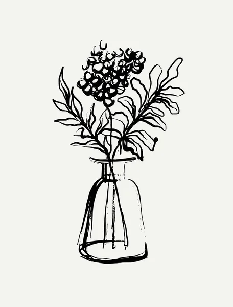 Vector Hand Drawn Illustration Still Life Floral Elements Creative Artwork — Vettoriale Stock
