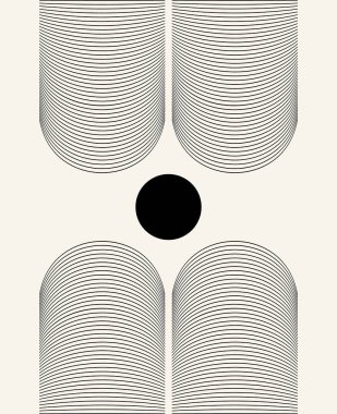 Vektör el çizimi geometrik minimalist çizim. Yaratıcı sanat eserleri. Kart, poster, afiş, tişört, rozet, yama için baskı şablonu.