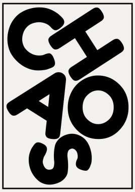 Kaos. Harfli vektör levhası. Kart, poster, afiş, tişört, rozet, yama için baskı şablonu.