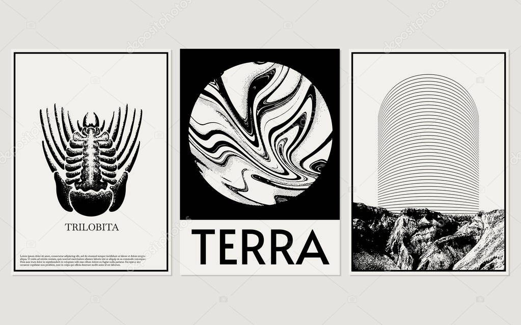 Vector set of  hand drawn  minimalistic illustration. Creative artwork. Template for card, poster, banner, print for t-shirt, pin, badge, patch.