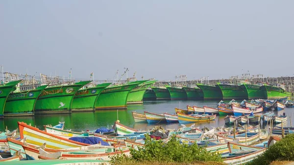 Colachel Tamilnadu Hindistan Aralık 2021 Tekneler Gemiler Colachel Balıkçılık Limanına — Stok fotoğraf
