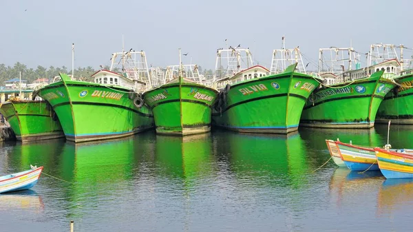 Colachel Tamilnadu India December 2021 Boats Ships Docked Colachel Fishing — стокове фото