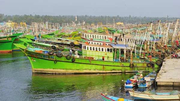 Colachel Tamilnadu India Decembrie 2021 Bărci Nave Andocate Portul Pescuit — Fotografie, imagine de stoc